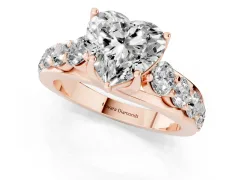 Heart Cut Diamond Pavé Engagement Ring Set in Rose gold with Prong Setting