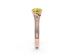 Fancy Yellow Round Cut Diamond Split Shank Pavé Engagement Ring Set in Rose gold with Prong-Set Center Stone