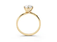 Oval Cut Diamond Solitaire Engagement Ring Set in Yellow gold with Classic Plain Band