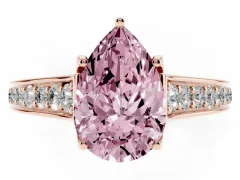 Fancy Pink Pear Cut Diamond Solitaire Pavé Engagement Ring Set in Rose gold with Prong Setting