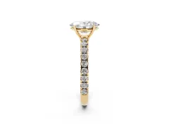 Oval Cut Diamond Pavé Solitaire Engagement Ring Set in Yellow gold with Prong Setting