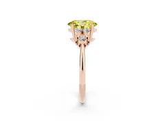 Fancy Yellow Oval Cut Diamond Cluster Ring Set in Rose gold with Plain Band and Prong Setting