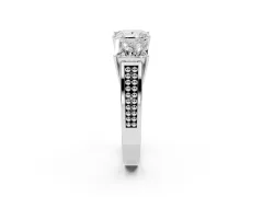 Princess Cut Diamond Three-Stone Ring Set in Platinum with Textured Band
