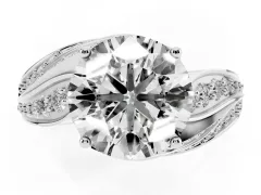 Round Cut Diamond Solitaire Ring Set in White gold with Layered Twist Pavé Band