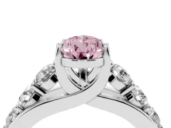 Fancy Pink Pear Cut Diamond Pavé Engagement Ring Set in Platinum with Prong Setting