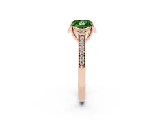 Fancy Green Princess Cut Diamond Halo Ring Set in Rose gold with Channel Set Band and Prong Setting