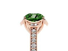 Fancy Green Cushion Cut Diamond Halo Ring Set in Rose gold with Channel Set Band and Prong Setting