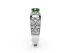 Fancy Green Cushion Cut Diamond Milgrain Halo Pavé Engagement Ring Set in Silver with Prong Setting