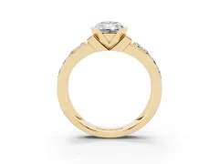 Radiant Cut Diamond Wide Channel Set Band Ring Set in Yellow gold with Bezel Setting
