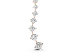 Princess Cut Diamond Graduated Pendant Set in Rose gold with Four-Prong Stones