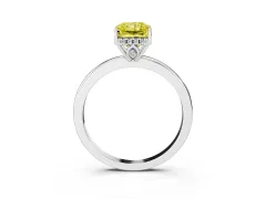Fancy Yellow Radiant Cut Diamond Solitaire Ring Set in White gold with Plain Band and Prong Setting