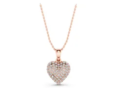 Heart Diamond Pendant Set in Rose gold with Clustered Pavé Setting