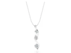 Three-Stone Round Diamond Swirl Pendant Set in White gold with Prong Setting