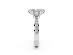 Marquise Cut Diamond Channel Set Solitaire Engagement Ring Set in White gold with Prong Setting