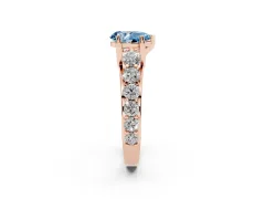 Fancy Blue Pear Cut Diamond Pavé Engagement Ring Set in Rose gold with Prong Setting