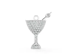 Pavé Round Diamond Martini Glass Pendant Set in Silver with Bezel Prong Olive