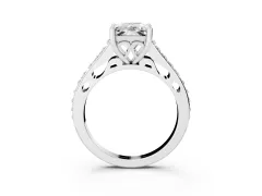 Princess Cut Diamond Prong Set Solitaire Engagement Ring Set in Silver with Pavé Band
