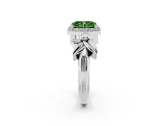 Fancy Green Radiant Cut Diamond Halo Floral Band Ring Set in White gold with Prong Setting