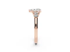 Pear Cut Diamond Five-Stone Prong Set Band Ring Set in Rose gold with Polished Band