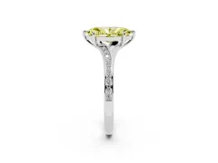 Fancy Yellow Marquise Cut Diamond Solitaire Ring Set in Silver with Pavé Accent Band and Classic Prong Setting