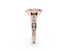 Fancy Pink Marquise Cut Diamond Bezel-Set Solitaire Ring Set in Rose gold with Channel-Set Band