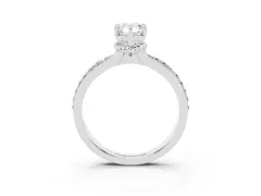 Pear Cut Diamond Solitaire Ring Set in Silver with Channel Set Band and Prong Setting