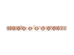Round Diamond XO Tennis Bracelet Set in Rose gold with Channel Setting and X Prongs