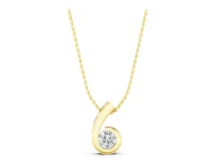 Round Diamond Swirl Pendant Set in Yellow gold with Bezel Setting
