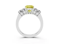 Fancy Yellow Princess Cut Diamond Five-Stone Prong Set Band Ring Set in Silver with Polished Band