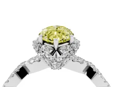 Fancy Yellow Marquise Cut Diamond Halo Twist Band Solitaire Ring Set in Silver with Prong-Set Center Stone