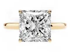 Princess Cut Diamond Solitaire Ring Set in Yellow gold with Plain Band and Prong Setting