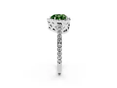 Fancy Green Heart Cut Diamond Halo Ring Set in Platinum with Pavé Shoulders and Halo-Framed Center