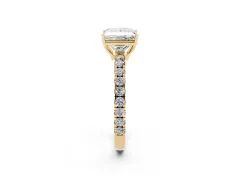 Princess Cut Diamond Pavé Solitaire Engagement Ring Set in Yellow gold with Prong Setting