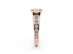 Emerald Cut Diamond Bezel-Set Solitaire Ring Set in Rose gold with Channel-Set Band