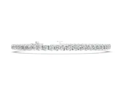 Round Diamond Prong-Set Tennis Bracelet Set in White gold with Box Clasp