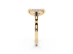 Fancy Pink Emerald Cut Diamond Cluster Halo Solitaire Ring Set in Yellow gold with Prong Setting