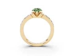 Fancy Green Marquise Cut Diamond Wide Channel Set Band Ring Set in Yellow gold with Bezel Setting