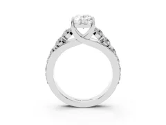 Oval Cut Diamond Pavé Engagement Ring Set in Platinum with Prong Setting
