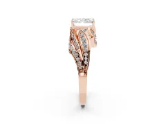 Radiant Cut Diamond Solitaire Ring Set in Rose gold with Layered Twist Pavé Band