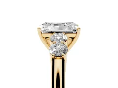 Radiant Cut Diamond Five-Stone Prong Set Band Ring Set in Yellow gold with Polished Band