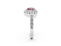 Fancy Pink Heart Cut Diamond Halo Ring Set in Platinum with Pavé Shank and Prong Setting