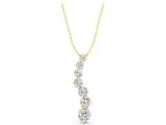 Graduated Round Diamond Pendant Set in Yellow gold with Curved Prong-Set Row