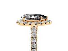 Fancy Black Pear Cut Diamond Halo Pavé Engagement Ring Set in Yellow gold with Prong Setting