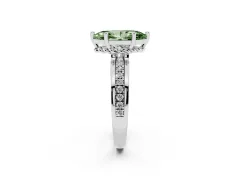 Fancy Green Marquise Cut Diamond Solitaire Ring Set in Silver with Channel Set Band and Prong Setting