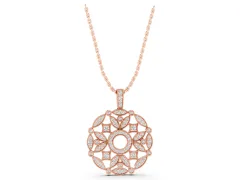 Round Diamond Filigree Pendant Set in Rose gold with Pavé Setting