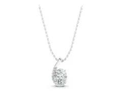 Round Diamond Swirl Pendant Set in Silver with Prong-Set Center and Accent Row