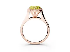 Fancy Yellow Heart Cut Diamond Halo Solitaire Engagement Ring Set in Rose gold with Square Band and Prong Setting