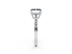 Fancy Black Radiant Cut Diamond Solitaire Engagement Ring Set in Platinum with Pavé Band and Prong Setting