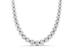 Round Diamond Tennis Necklace Set in White gold with Bezel and Prong Setting