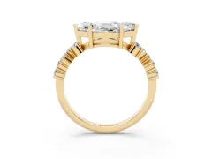 Marquise Cut Diamond Ring Set in Yellow gold with Scattered Round Accents